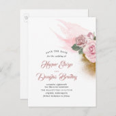 ほこりっぽいバラフローラヴィンテージ日付の保存 案内ポストカード (正面/裏面)