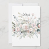 ほこりっぽいバラフローラ植物画縁どエレガント字 招待状 (裏面)