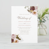ほこりっぽいバラフローラ水彩秋秋の結婚式I 招待状 (スタンド正面)