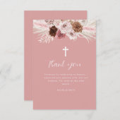 ほこりっぽいバラフローラ洗礼サンキューカード 招待状 (正面/裏面)