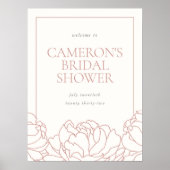 ほこりっぽいバラフローラ牡丹ブライダルシャワー歓迎 ポスター (正面)