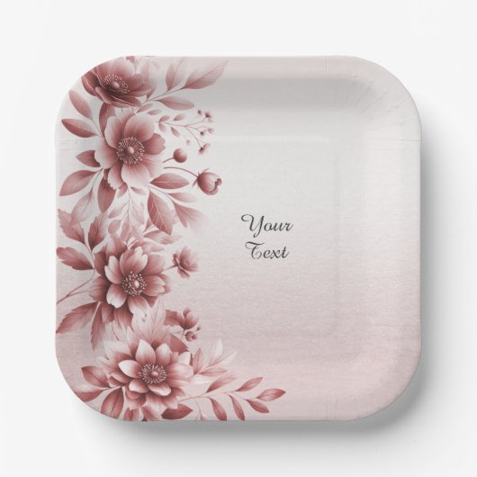 ほこりっぽいバラフローラ紙プレート ペーパープレート (正面)