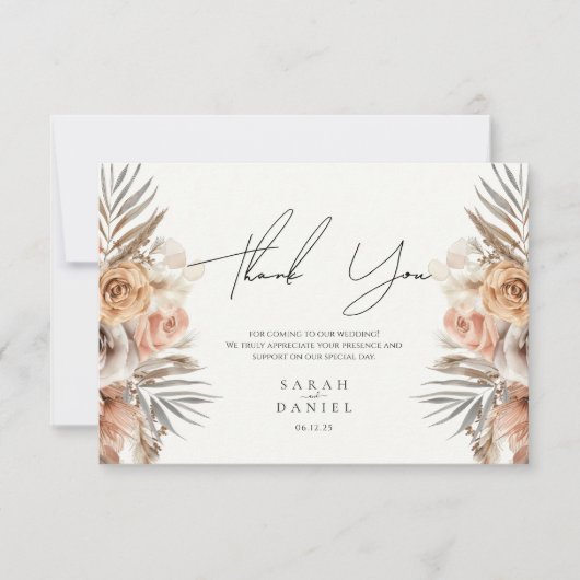 ほこりっぽいバラフローラ結婚リース サンキューカード (正面)