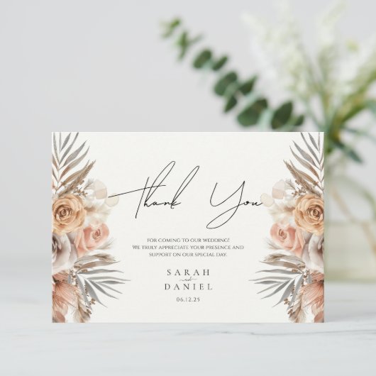 ほこりっぽいバラフローラ結婚リース サンキューカード (スタンド正面)