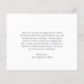 ほこりっぽいバラフローラ結婚予算のサンキューカード (裏面)