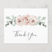 ほこりっぽいバラフローラ結婚予算のサンキューカード (正面)