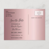 ほこりっぽいバラフローラ結婚式の日付を保存 案内ポストカード (裏面)