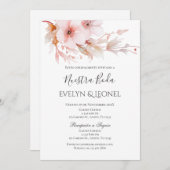 ほこりっぽいバラフローラ結婚式招待状スペインの 招待状 (正面/裏面)