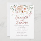 ほこりっぽいバラフローラ結婚式招待状 (正面)