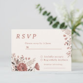 ほこりっぽいバラフローラ結婚式RSVPカード 出欠カード (スタンド正面)