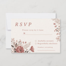 ほこりっぽいバラフローラ結婚式RSVPカード 出欠カード