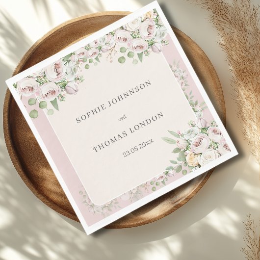 ほこりっぽいバラフローラ結婚水の色 スタンダードランチョンナプキン