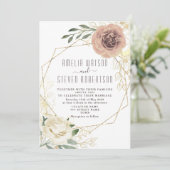 ほこりっぽいバラフローラ緑の結婚式の招待 招待状 (スタンド正面)