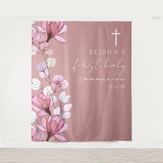 ほこりっぽいバラフローラ聖体拝領写真の背景 タペストリー (正面)