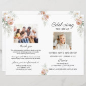 ほこりっぽいバラフローラ葬儀サービス写真プログラム (正面/裏面)