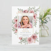 ほこりっぽいバラフローラ葬儀プログラムの順序 招待状 (スタンド正面)