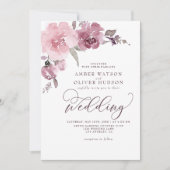 ほこりっぽいバラフローラ赤面ピンクパステルフラワー結婚ズ 招待状 (正面)
