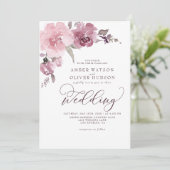 ほこりっぽいバラフローラ赤面ピンクパステルフラワー結婚ズ 招待状 (スタンド正面)