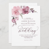 ほこりっぽいバラフローラ赤面ピンクパステルフラワー結婚ズ 招待状 (正面/裏面)