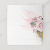 ほこりっぽいバラフローラ金ゴールド結婚グリッター プレイスカード (外部開封)