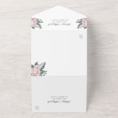 ほこりっぽいバラフローラ金ゴールド結婚サークル オールインワン招待状 (外側)