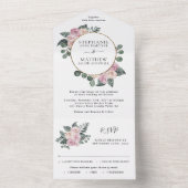 ほこりっぽいバラフローラ金ゴールド結婚サークル オールインワン招待状 (内側)