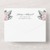 ほこりっぽいバラフローラ金ゴールド結婚サークル オールインワン招待状 (裏面)