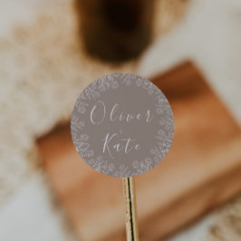 ほこりっぽいバラフローラ |スクリプト結婚の封筒用シール ラウンドシール