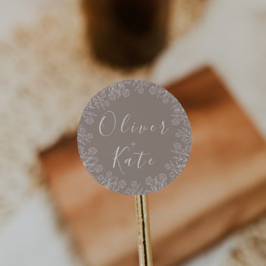 ほこりっぽいバラフローラ |スクリプト結婚の封筒用シール ラウンドシール