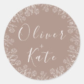 ほこりっぽいバラフローラ |スクリプト結婚の封筒用シール ラウンドシール (正面)