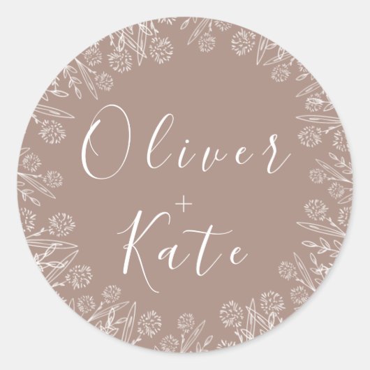 ほこりっぽいバラフローラ |スクリプト結婚の封筒用シール ラウンドシール (正面)