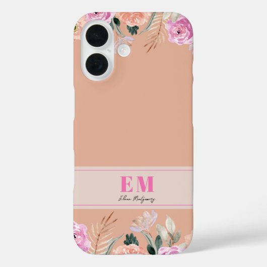ほこりっぽいバラフローラ モノグラムの Case-Mate iPhoneケース (裏面)