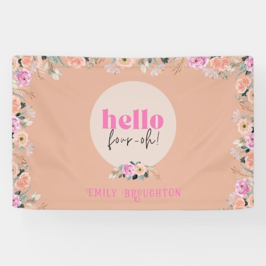 ほこりっぽいバラフローラ"hello four-oh" パーソナライズされた 横断幕 (横)