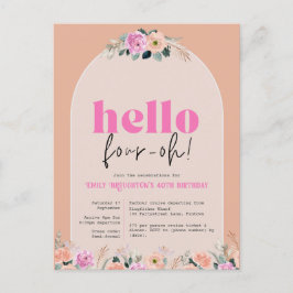 ほこりっぽいバラフローラ"hello four-oh" 40th invitation ポストカード