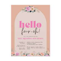 ほこりっぽいバラフローラ"hello four-oh" 40th invitation