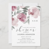 ほこりっぽいバラブライダルシャワーソフトウォーター色 招待状 (正面)