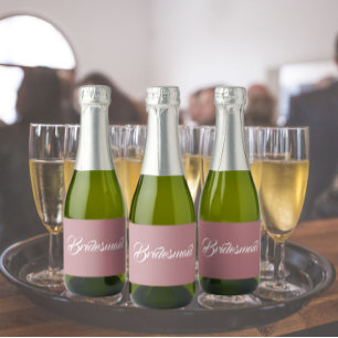 ほこりっぽいバラブライドメイシンプルド様式化スクリプト スパークリングワインラベル