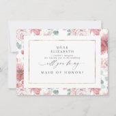 ほこりっぽいバラブライドメイドメイド・オブ・オーナー（花嫁付き添い人）提案 招待状 (正面)
