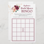 ほこりっぽいバラブルゴーニュバラブライダルシャワービンゴゲーム (正面/裏面)