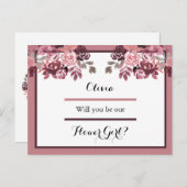 ほこりっぽいバラブルゴーニュフラワーガールリクエストカード ポストカード (正面/裏面)