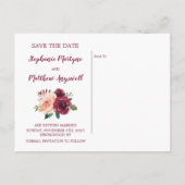 ほこりっぽいバラブルゴーニュ植物灯は日付を保存 案内ポストカード (裏面)