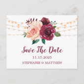 ほこりっぽいバラブルゴーニュ植物灯は日付を保存 案内ポストカード (正面)