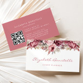 ほこりっぽいバラブルゴーニュ水カラーフローラQRコード 名刺