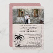 ほこりっぽいバラプエルタバラルタパスポ結婚ース 招待状 (正面/裏面)