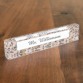 ほこりっぽいバラボホフローラウォーターカラーカスタム デスクネームプレート (側面)