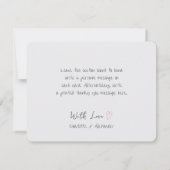 ほこりっぽいバラミニマリストフラワーズバードサンスケッチ サンキューカード (裏面)