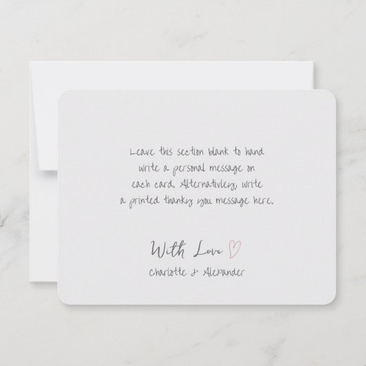 ほこりっぽいバラミニマリストフラワーズバードサンスケッチ サンキューカード (裏面)