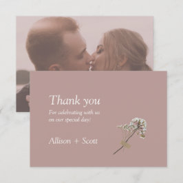 ほこりっぽいバラミニマルエレガントリストハンドプレスフローラ サンキューカード