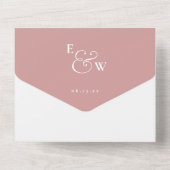 ほこりっぽいバラミニマルエレガントリストモノグラ結婚ムの オールインワン招待状 (裏面)