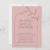 ほこりっぽいバラミニマルスクリプト文字ブライダルシャワー 招待状 (正面)